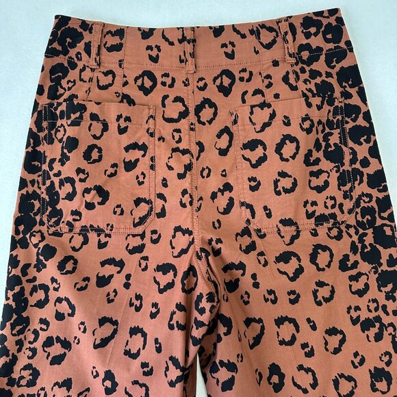 Maeve Anthropologie The Colette Wide Leg Crop Pants Size 30 Cheetah Print - Picture 4 of 11